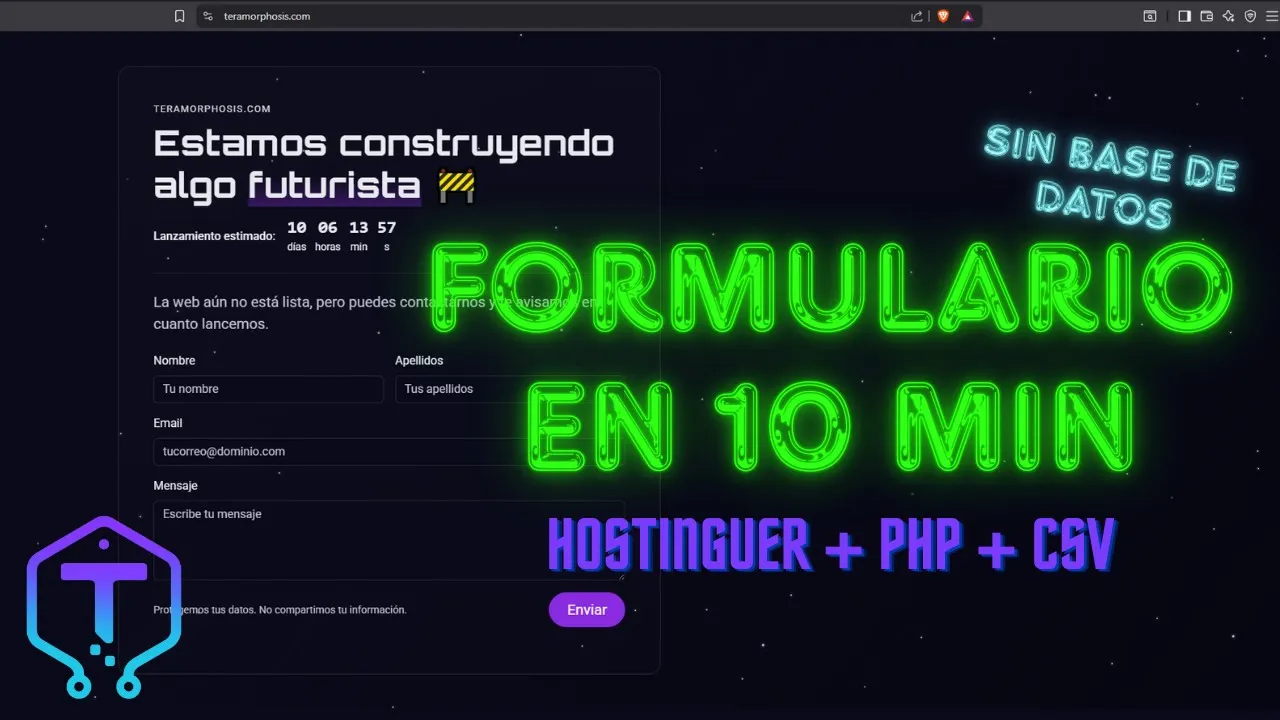 Tutorial: formulario de contacto en Hostinger con guardado CSV
